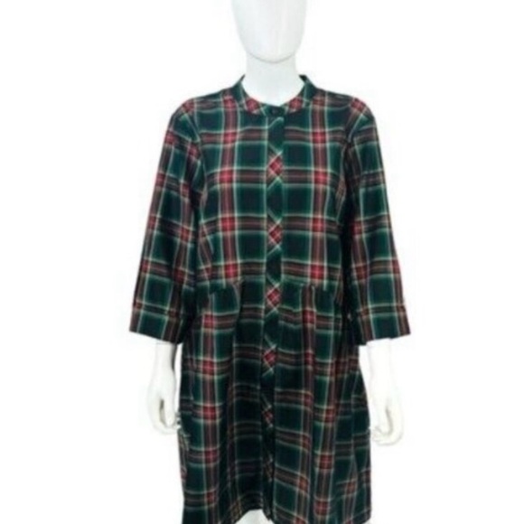 NWT Tuckernuck Festive Plaid Tartan Royal button-up shirt mini dress - M - Picture 6 of 13